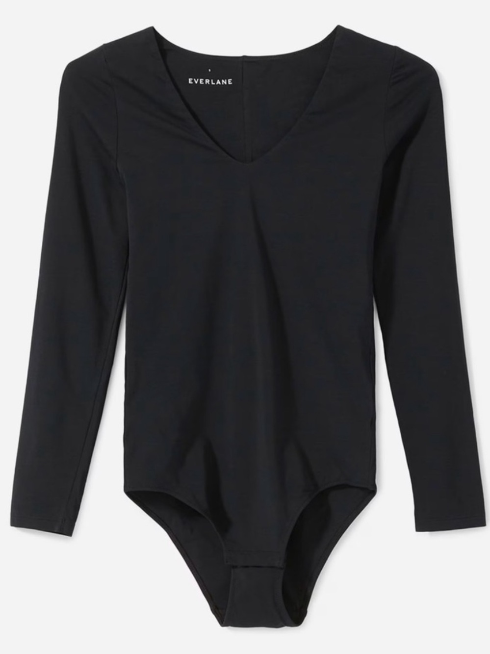 Everlane Black Long-Sleeve V-Neck Bodysuit